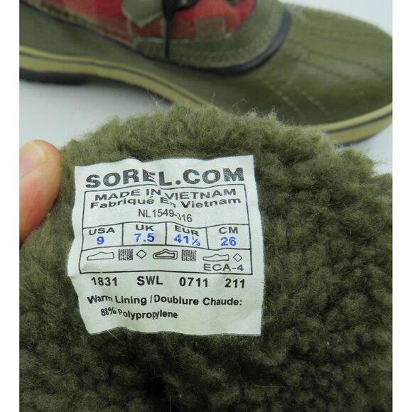 Sorel Boots Womens Size 9 Plaid Waterproof Fur Lined Winter Duck NL1549 - Picture 9 of 9